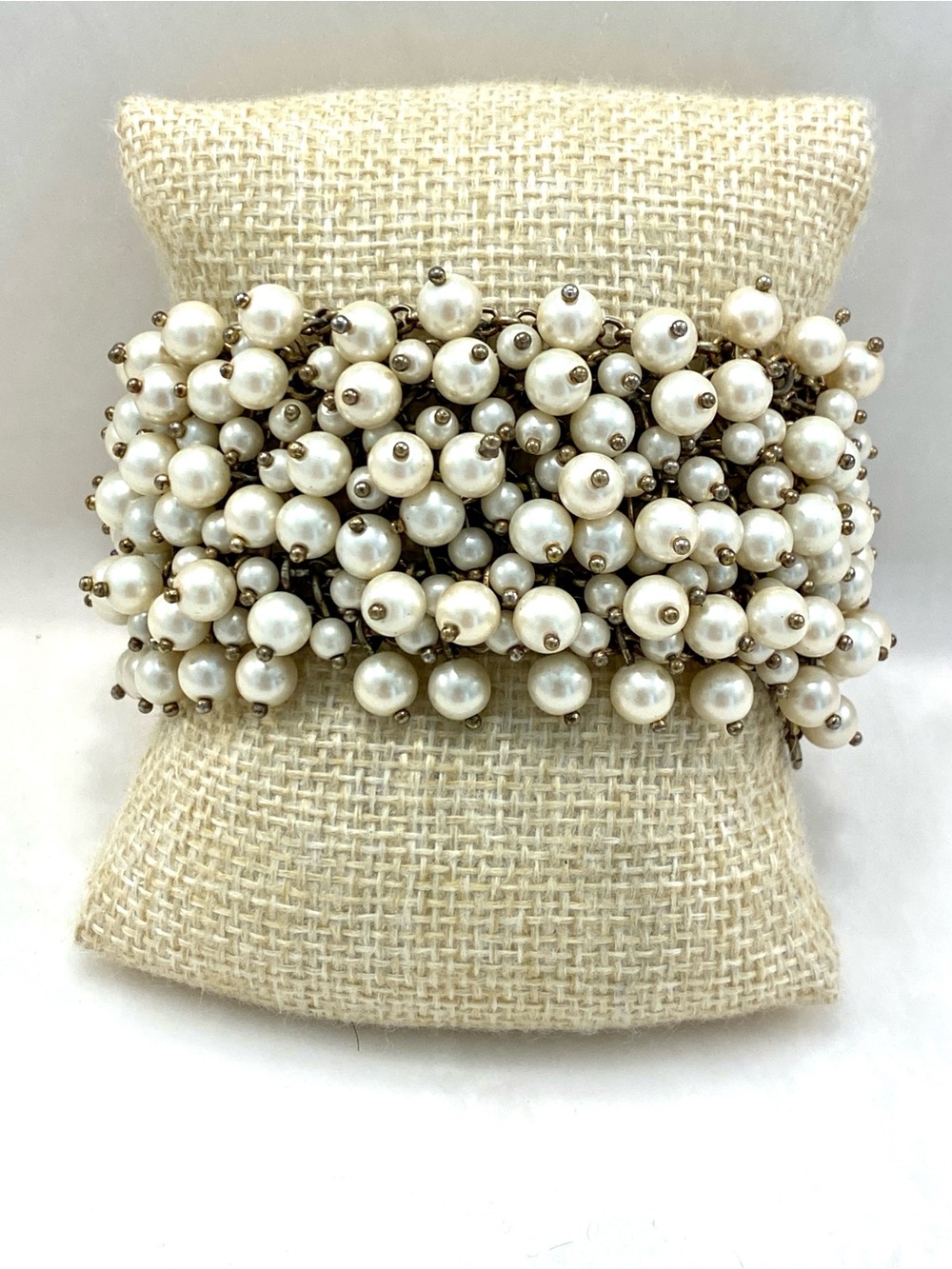 J. Crew Ivory Faux Pearl Cluster Bracelet with Antique Gold Accents - Picture 2 of 5
